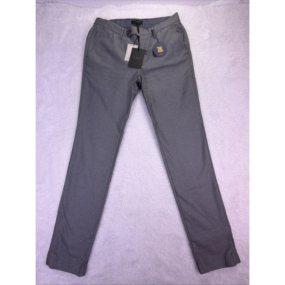 NEW Ted Baker Sparkman Trousers Blue & White Houndstooth Mens 30R (30x32) NWT ✅